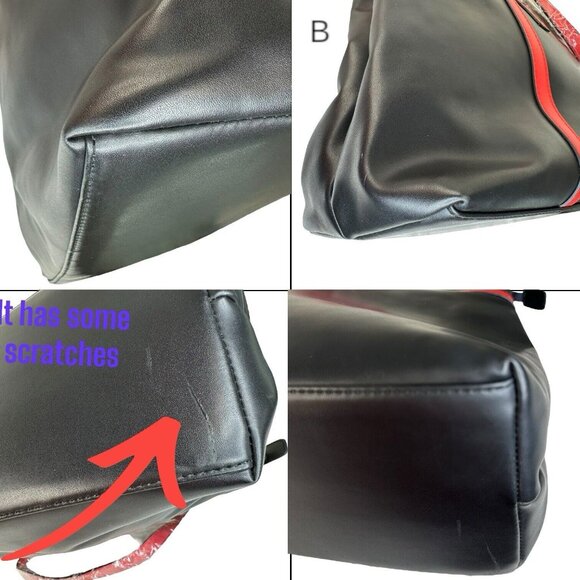 Roberta di Camerino Tote Shoulder Bag Ribbon Motif Leather red PVC Closed Zippe - Picture 14 of 16